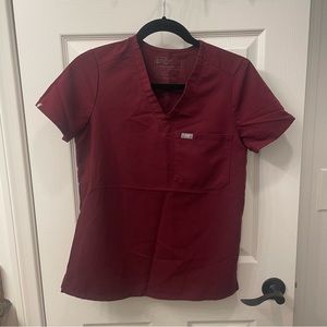 Burgundy Catarina One-Pocket Scrub Top